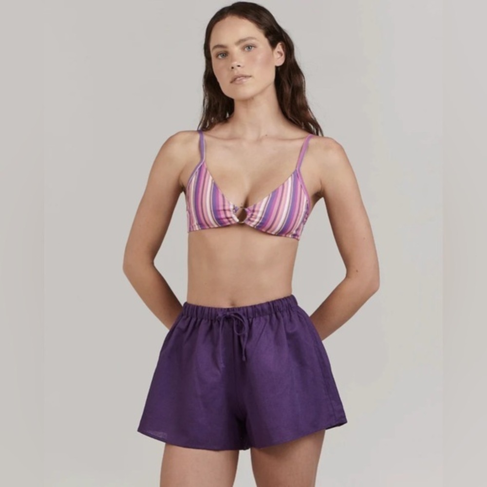 Charlie Holiday Women's Deep Purple Harlow Drawstring Shorts NWT 8 #1843